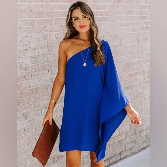 side to side one shoulder statement dress Side One Shoulder Statement Maxi Dress  Likemychoice